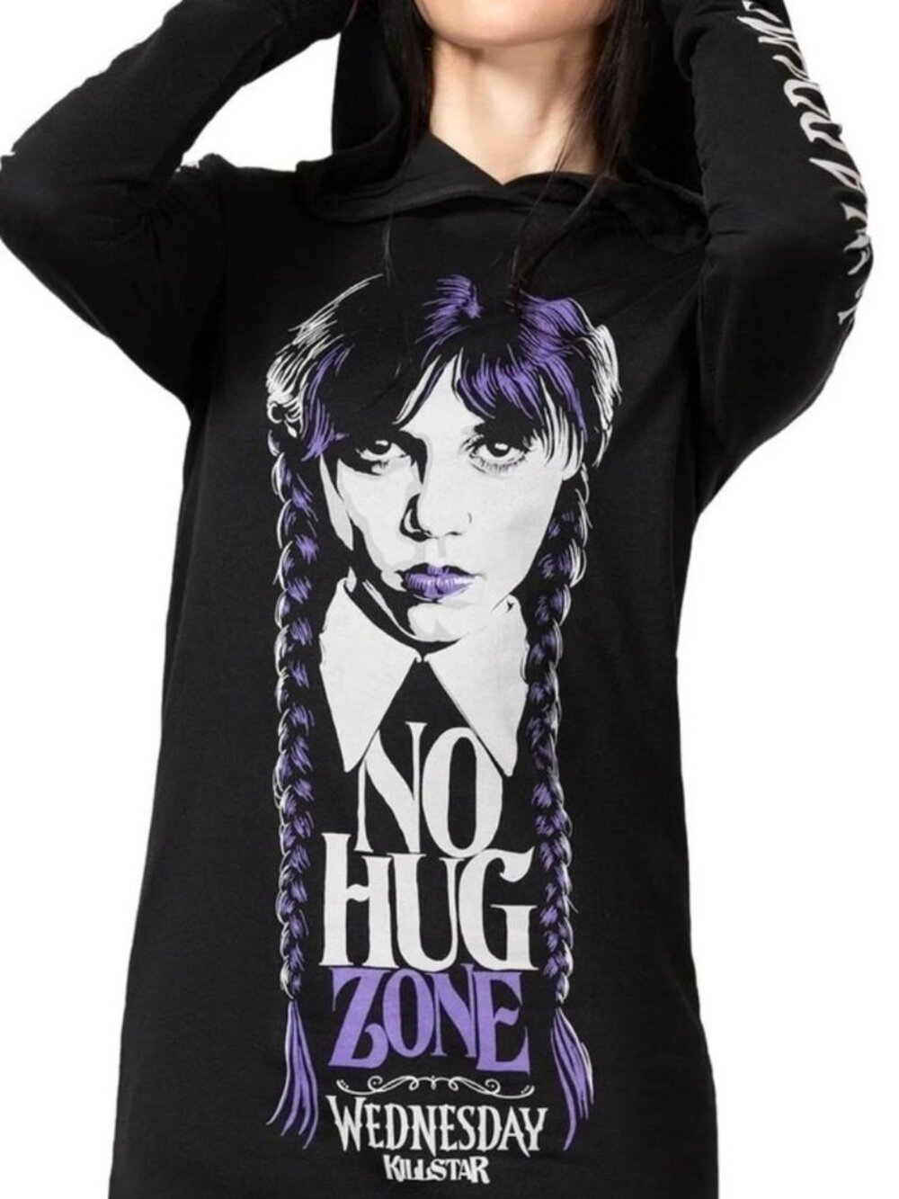 New Killstar Wednesday Addams No Hug Zone black hoodie Size XL  #addamsfamily  #